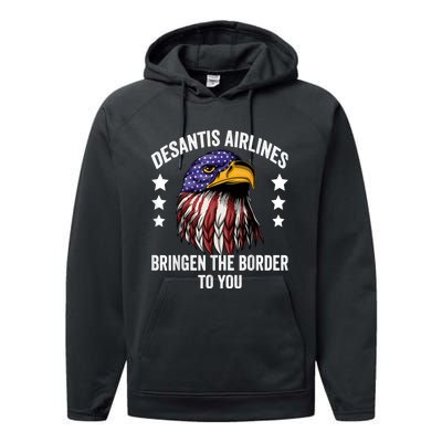 DeSantis Airlines Funny Political Meme DeSantis Airlines Performance Fleece Hoodie