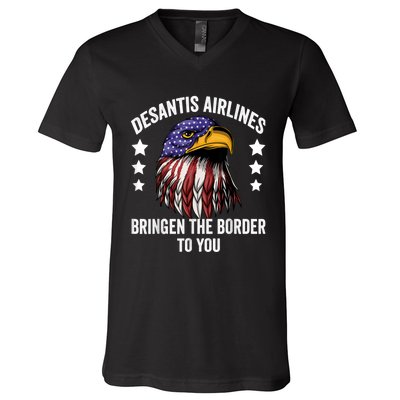 DeSantis Airlines Funny Political Meme DeSantis Airlines V-Neck T-Shirt