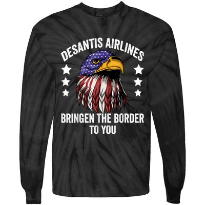 DeSantis Airlines Funny Political Meme DeSantis Airlines Tie-Dye Long Sleeve Shirt