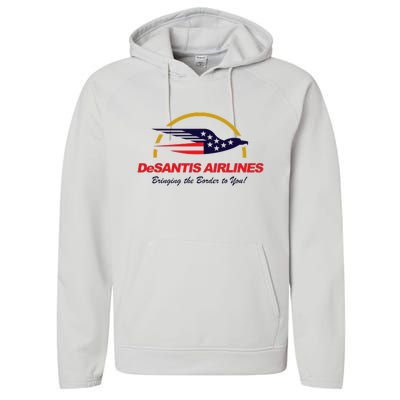 DeSantis Airlines Funny Political Meme Ron DeSantis Performance Fleece Hoodie