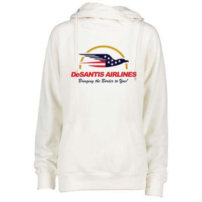 DeSantis Airlines Funny Political Meme Ron DeSantis Womens Funnel Neck Pullover Hood