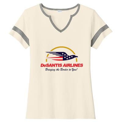 DeSantis Airlines Funny Political Meme Ron DeSantis Ladies Halftime Notch Neck Tee