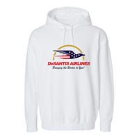 DeSantis Airlines Funny Political Meme Ron DeSantis Garment-Dyed Fleece Hoodie