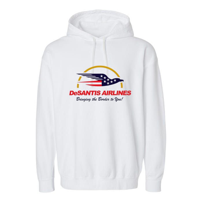 DeSantis Airlines Funny Political Meme Ron DeSantis Garment-Dyed Fleece Hoodie