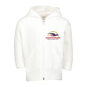 DeSantis Airlines Funny Political Meme Ron DeSantis Toddler Zip Fleece Hoodie