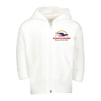 DeSantis Airlines Funny Political Meme Ron DeSantis Toddler Zip Fleece Hoodie