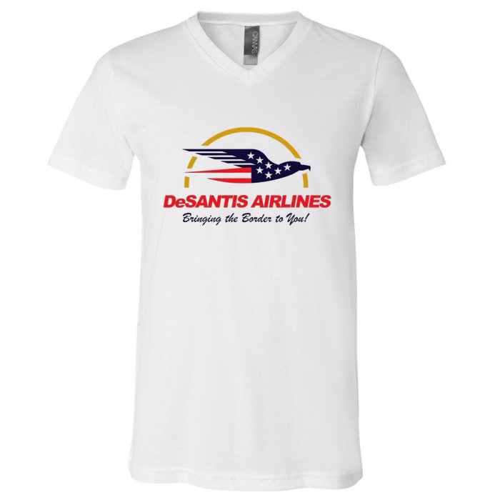 DeSantis Airlines Funny Political Meme Ron DeSantis V-Neck T-Shirt