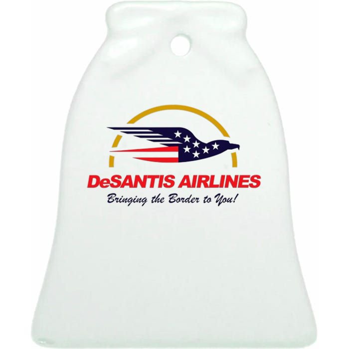 DeSantis Airlines Funny Political Meme Ron DeSantis Ceramic Bell Ornament