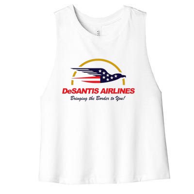 DeSantis Airlines Funny Political Meme Ron DeSantis Women's Racerback Cropped Tank