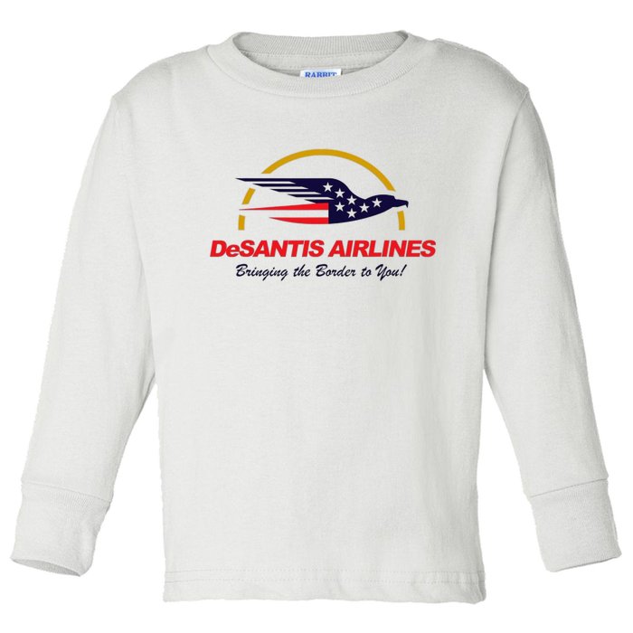 DeSantis Airlines Funny Political Meme Ron DeSantis Toddler Long Sleeve Shirt