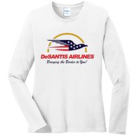 DeSantis Airlines Funny Political Meme Ron DeSantis Ladies Long Sleeve Shirt