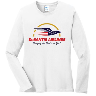 DeSantis Airlines Funny Political Meme Ron DeSantis Ladies Long Sleeve Shirt