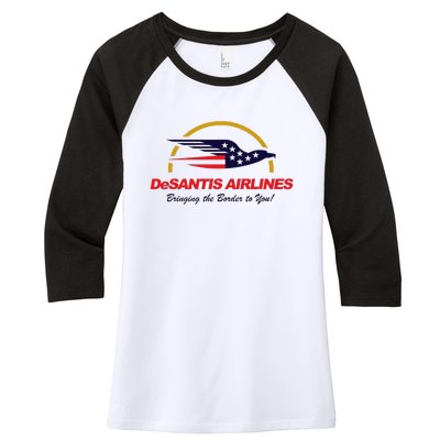 DeSantis Airlines Funny Political Meme Ron DeSantis Women's Tri-Blend 3/4-Sleeve Raglan Shirt