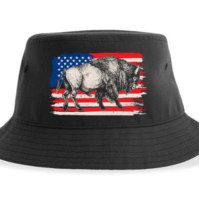 Distress American Flag Vintage Buffalo Sustainable Bucket Hat