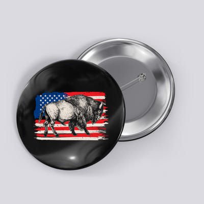 Distress American Flag Vintage Buffalo Button