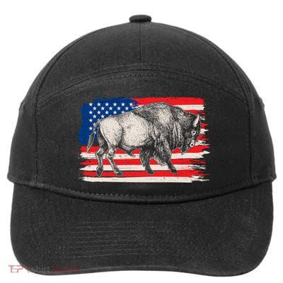 Distress American Flag Vintage Buffalo 7-Panel Snapback Hat