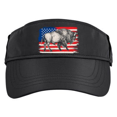 Distress American Flag Vintage Buffalo Adult Drive Performance Visor