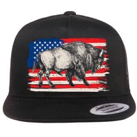 Distress American Flag Vintage Buffalo Flatbill Hat