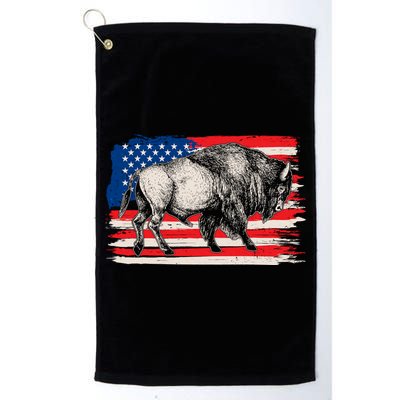 Distress American Flag Vintage Buffalo Golf Towel