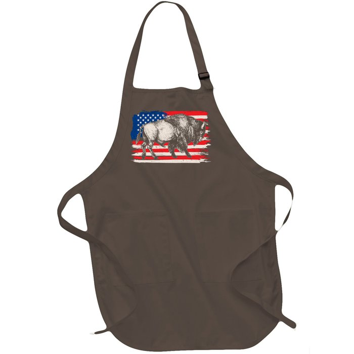 Distress American Flag Vintage Buffalo Full-Length Apron With Pockets