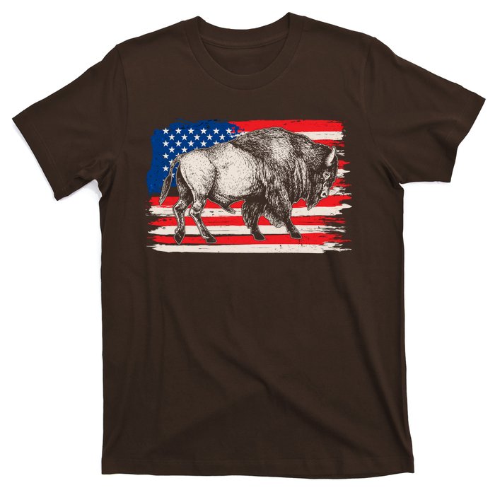 Distress American Flag Vintage Buffalo T-Shirt