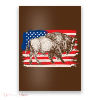 Distress American Flag Vintage Buffalo Poster