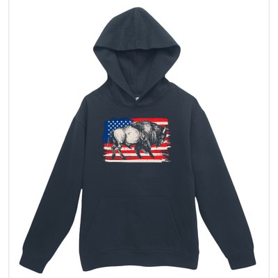 Distress American Flag Vintage Buffalo Urban Pullover Hoodie