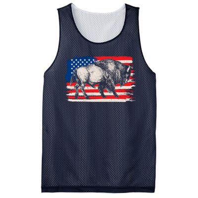 Distress American Flag Vintage Buffalo Mesh Reversible Basketball Jersey Tank