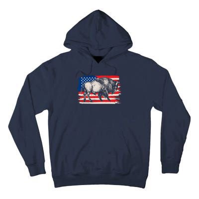 Distress American Flag Vintage Buffalo Tall Hoodie