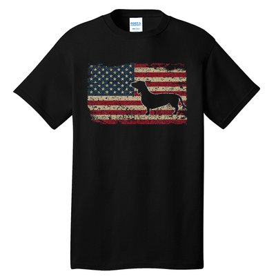 Dachshund America Flag Patriotic Weiner Dog Gift Tall T-Shirt