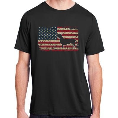 Dachshund America Flag Patriotic Weiner Dog Gift Adult ChromaSoft Performance T-Shirt