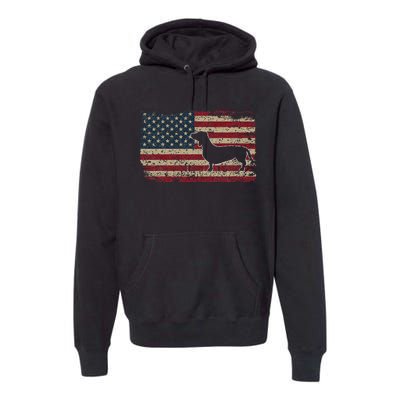 Dachshund America Flag Patriotic Weiner Dog Gift Premium Hoodie