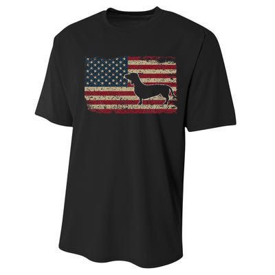 Dachshund America Flag Patriotic Weiner Dog Gift Performance Sprint T-Shirt