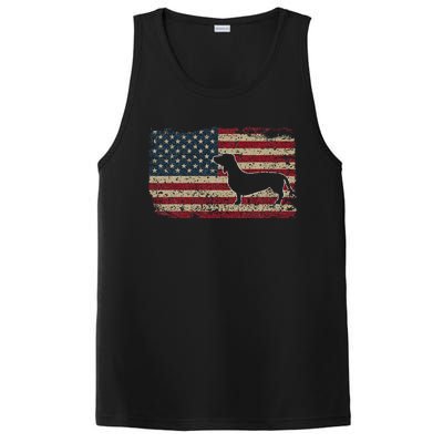 Dachshund America Flag Patriotic Weiner Dog Gift PosiCharge Competitor Tank