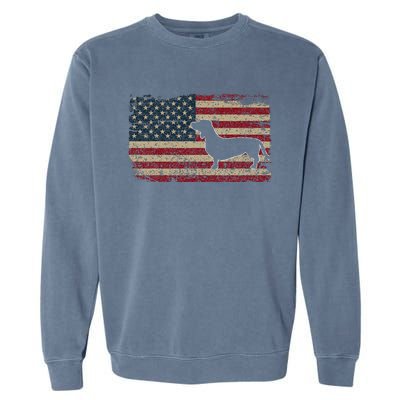 Dachshund America Flag Patriotic Weiner Dog Gift Garment-Dyed Sweatshirt