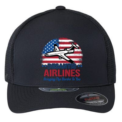 Desantis Airlines Funny Bringing The Border To You Flexfit Unipanel Trucker Cap