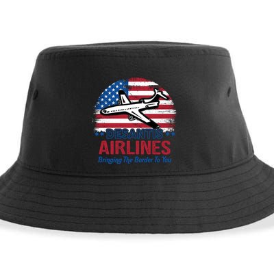 Desantis Airlines Funny Bringing The Border To You Sustainable Bucket Hat