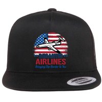 Desantis Airlines Funny Bringing The Border To You Flat Bill Trucker Hat
