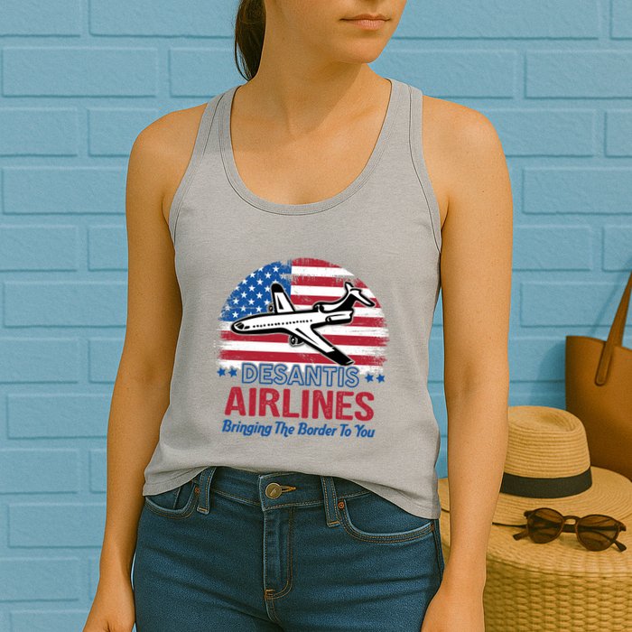 Desantis Airlines Funny Bringing The Border To You Womens Tank Top