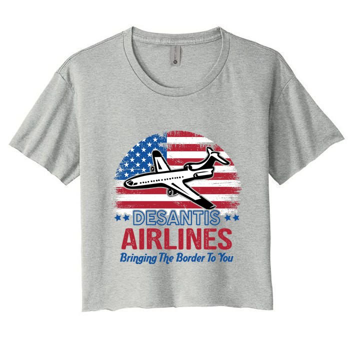 Desantis Airlines Funny Bringing The Border To You Crop Top