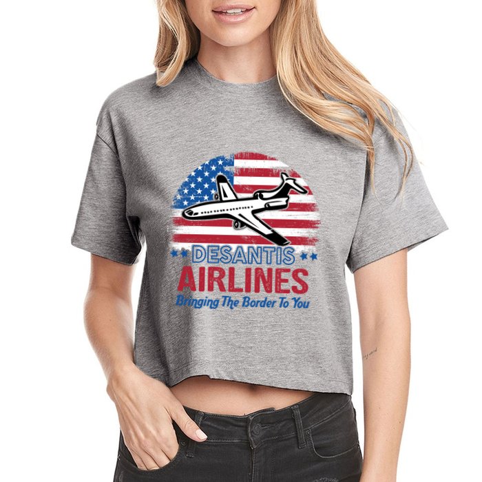 Desantis Airlines Funny Bringing The Border To You Crop Top