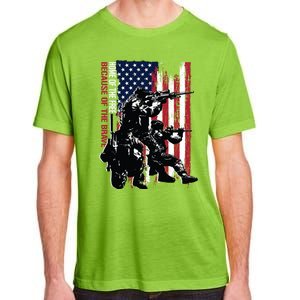 Distress American Flag Home Of The Free Because Of The Brave Gift Adult ChromaSoft Performance T-Shirt