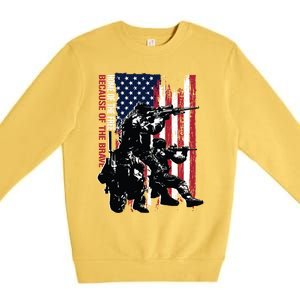 Distress American Flag Home Of The Free Because Of The Brave Gift Premium Crewneck Sweatshirt