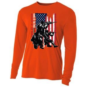 Distress American Flag Home Of The Free Because Of The Brave Gift Cooling Performance Long Sleeve Crew