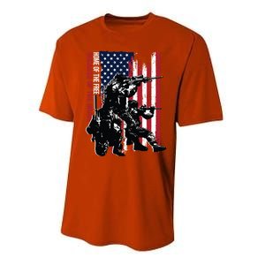 Distress American Flag Home Of The Free Because Of The Brave Gift Performance Sprint T-Shirt