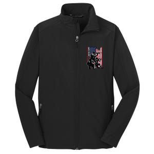 Distress American Flag Home Of The Free Because Of The Brave Gift Core Soft Shell Jacket