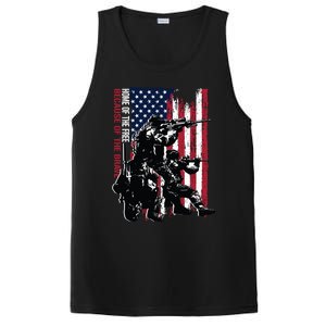 Distress American Flag Home Of The Free Because Of The Brave Gift PosiCharge Competitor Tank