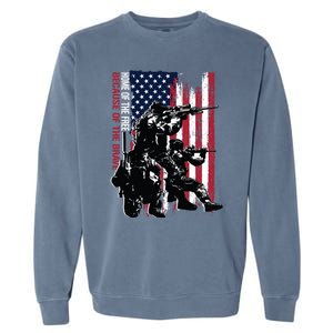 Distress American Flag Home Of The Free Because Of The Brave Gift Garment-Dyed Sweatshirt