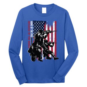 Distress American Flag Home Of The Free Because Of The Brave Gift Long Sleeve Shirt