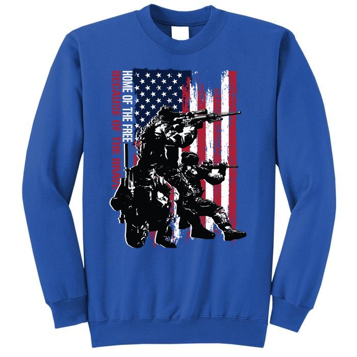 Distress American Flag Home Of The Free Because Of The Brave Gift Sweatshirt